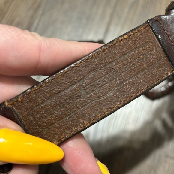 Fossil brown woven leather belt small - Picture 4 of 7